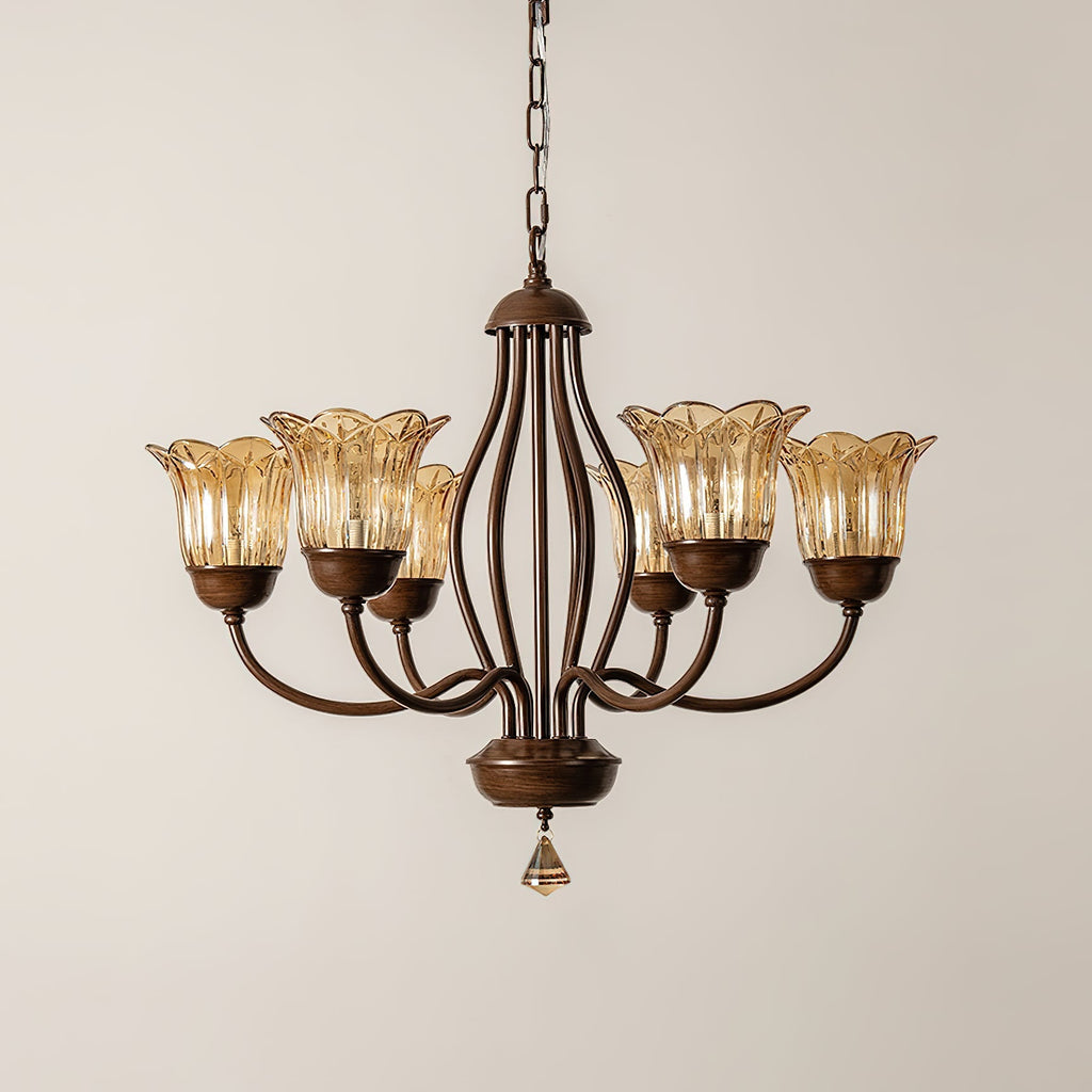 Brume Vintage Industrial Amber Glass Chandelier