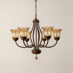 Brume Vintage Industrial Amber Glass Chandelier