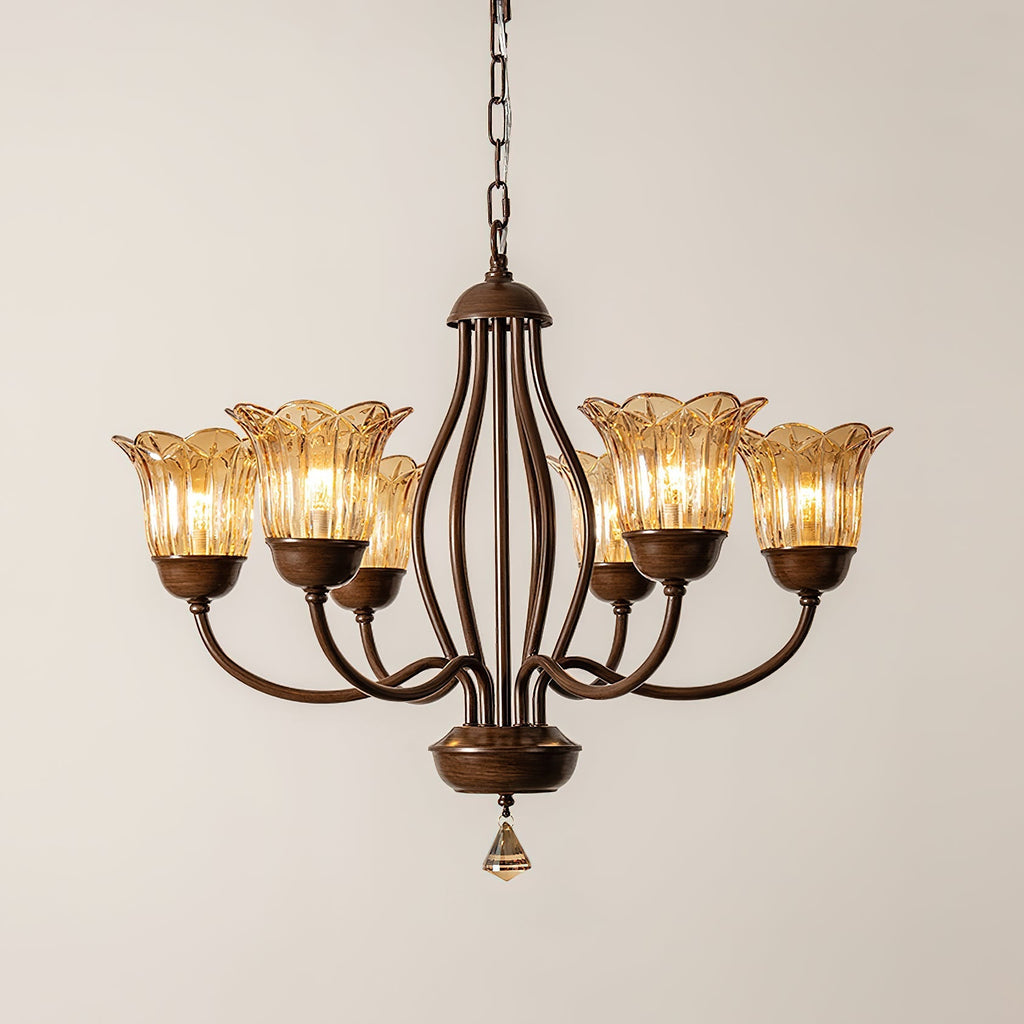 Brume Vintage Industrial Amber Glass Chandelier