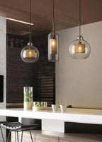 Lustra Pendant Lamp Glass Gold Mesh for Dining Room