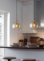 Lustra Pendant Lamp Glass Gold Mesh for Dining Room