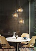 Lustra Pendant Lamp Glass Gold Mesh for Dining Room