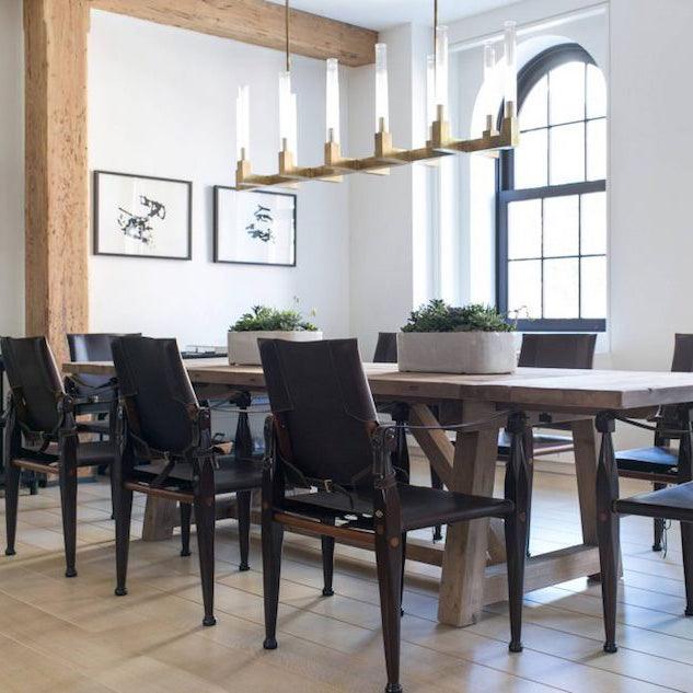 Brass rectangular glass chandeliers