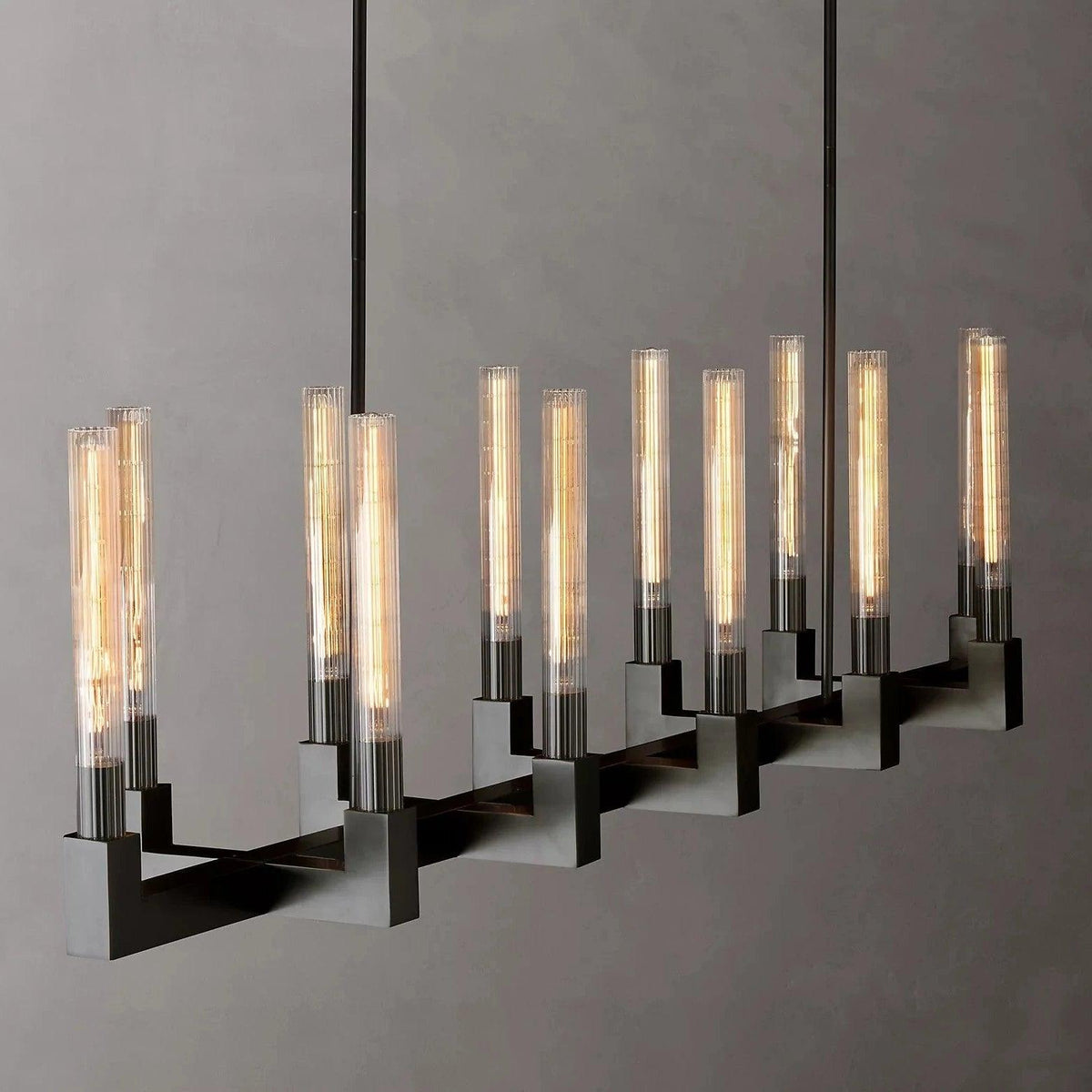 Brass rectangular glass chandeliers