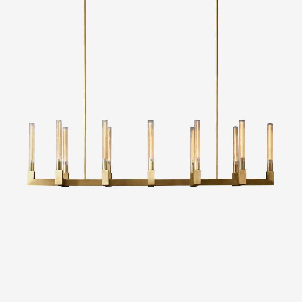 Brass rectangular glass chandeliers