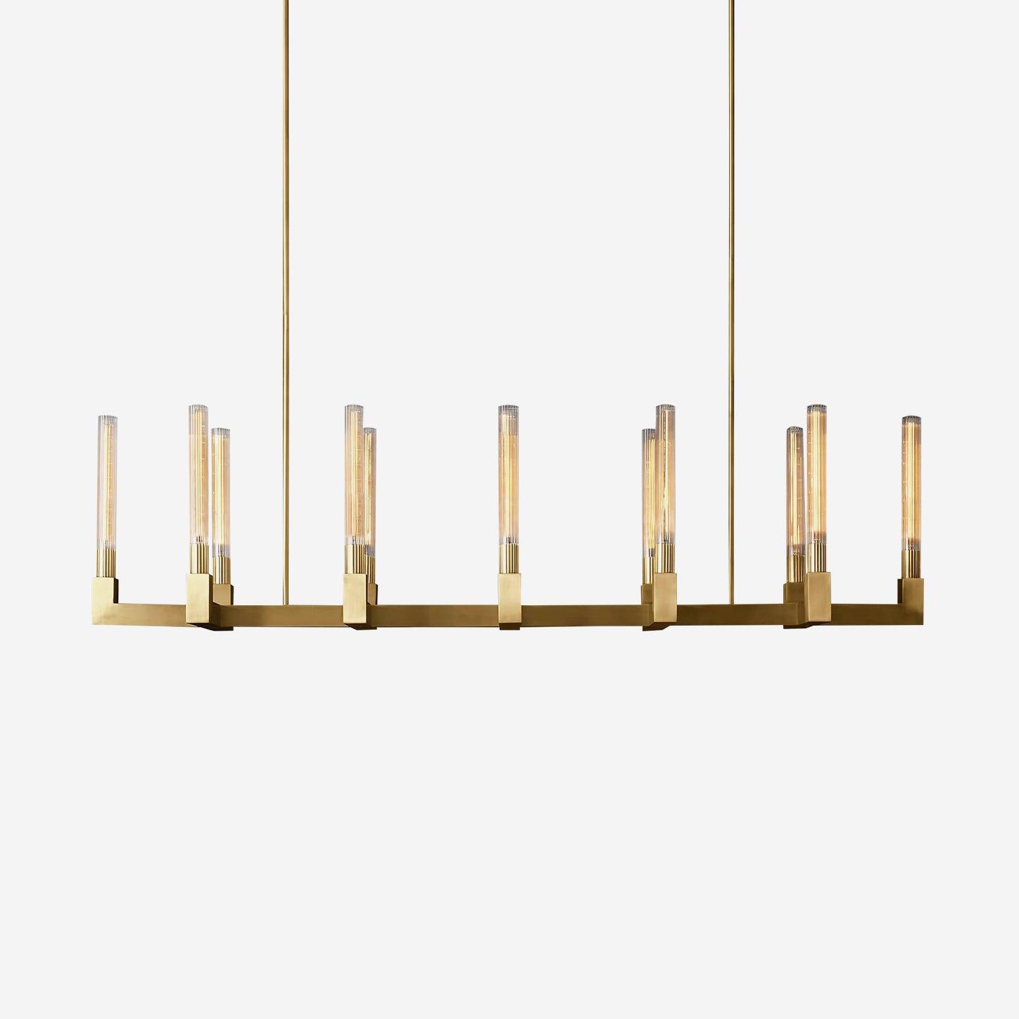 Brass rectangular glass chandeliers