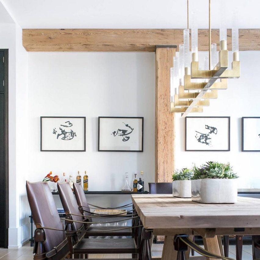 Brass rectangular glass chandeliers