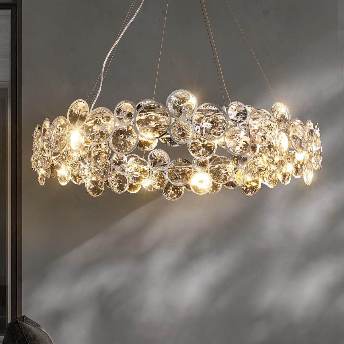 Cuthaiel Postmodern Luxury Round Chrome Crystal Chandelier