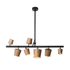 Avelira Rustic Wood Globe Linear Pendant Light