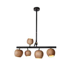 Avelira Rustic Wood Globe Linear Pendant Light