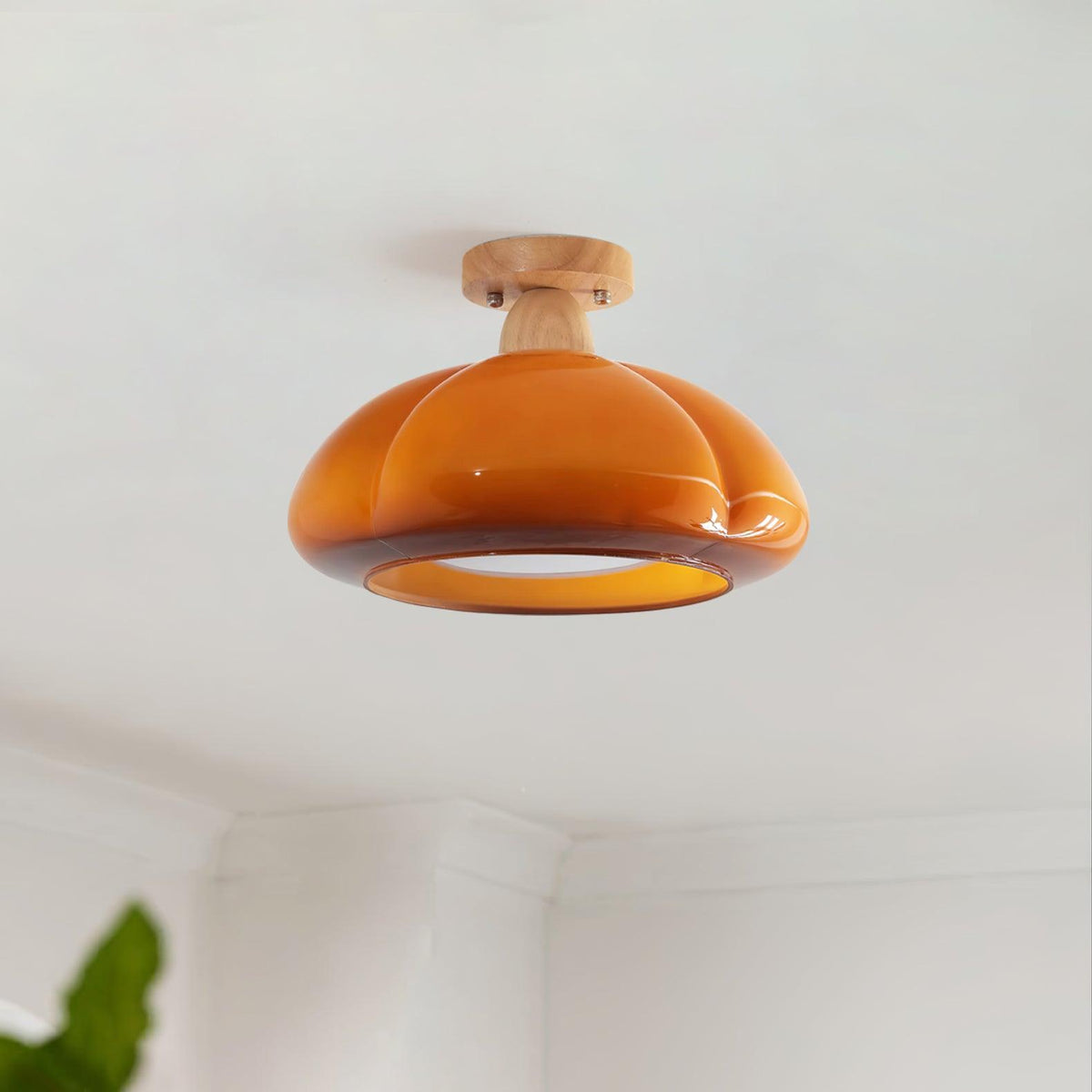 Ambrina Amber Glass Semi Flush Mount Ceiling Light