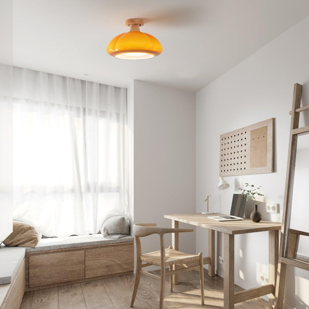 Ambrina Amber Glass Semi Flush Mount Ceiling Light