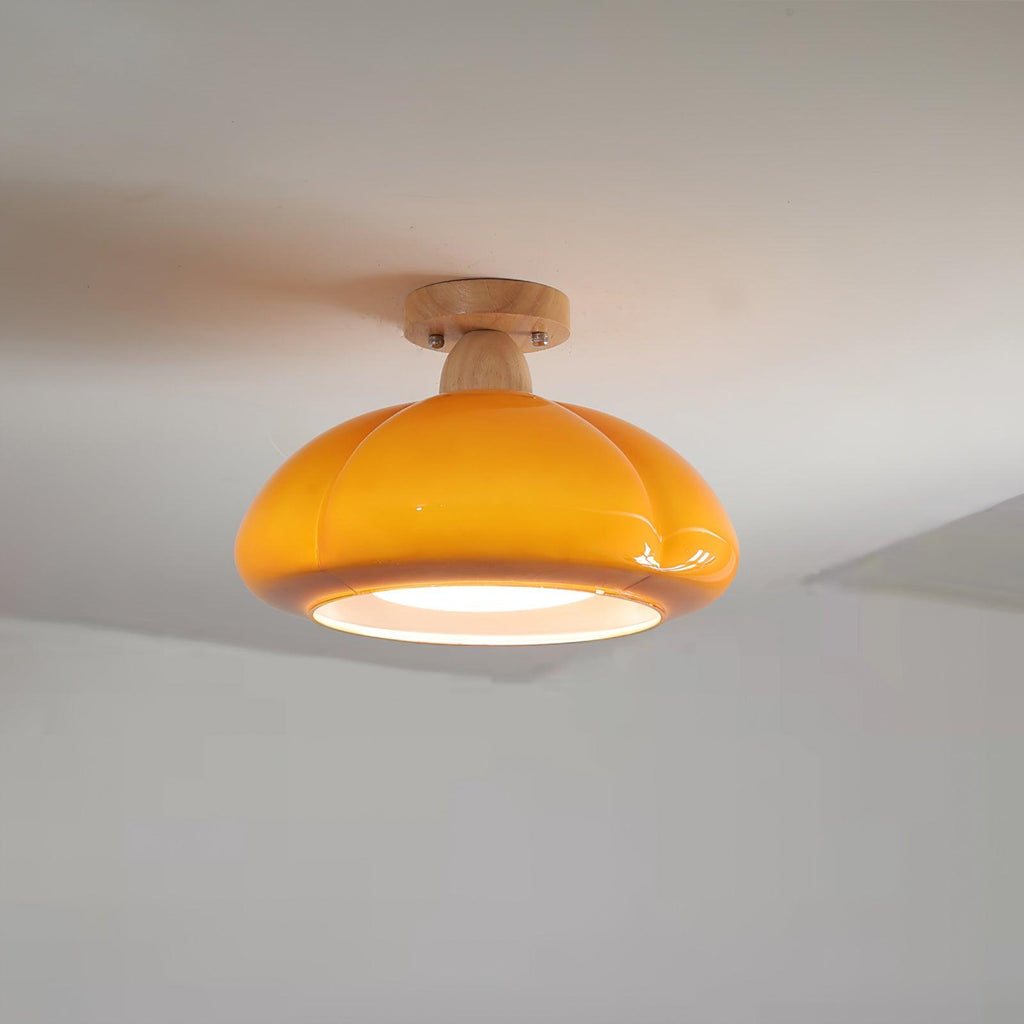 Ambrina Amber Glass Semi Flush Mount Ceiling Light