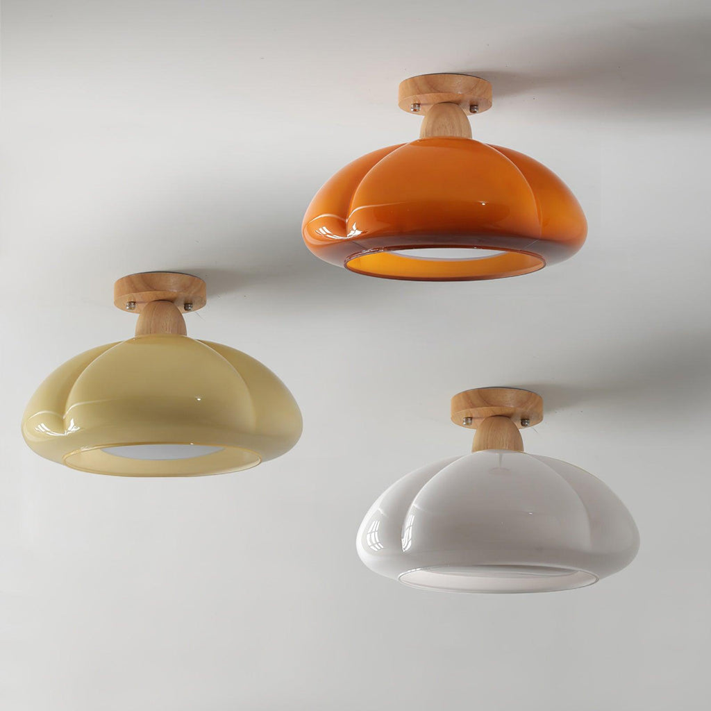 Ambrina Amber Glass Semi Flush Mount Ceiling Light