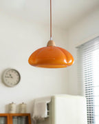 Pendant Lamp Rounded Glass Shade Wood Accent Playful Modern Touch