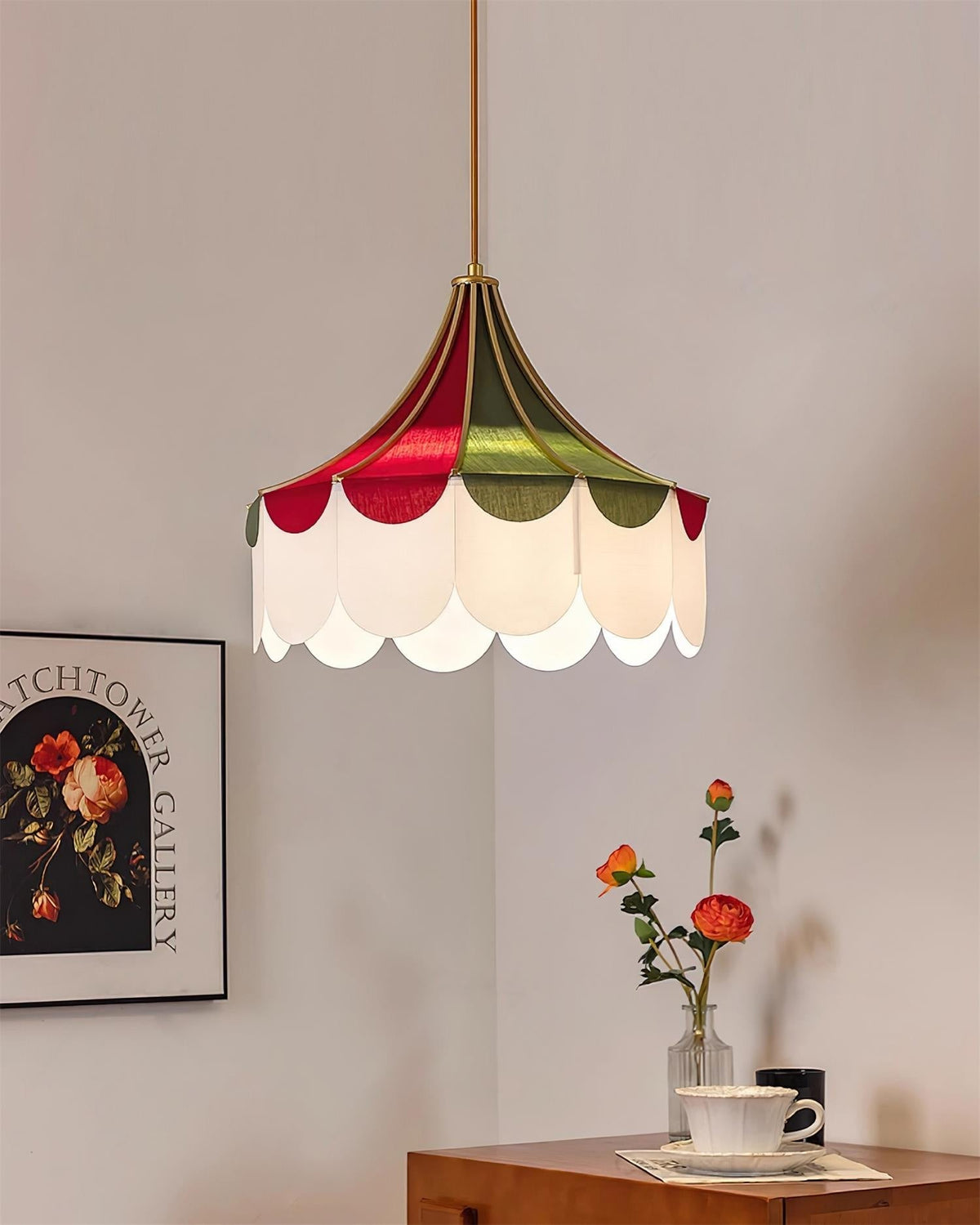 Circus Fabric Pendant Lamp Scalloped Nostalgic Playful