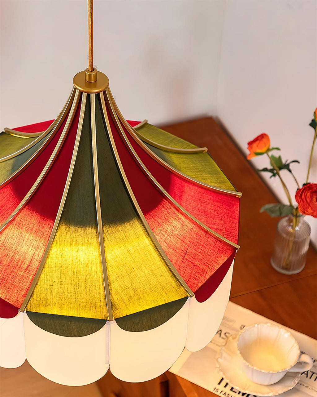 Circus Fabric Pendant Lamp Scalloped Nostalgic Playful