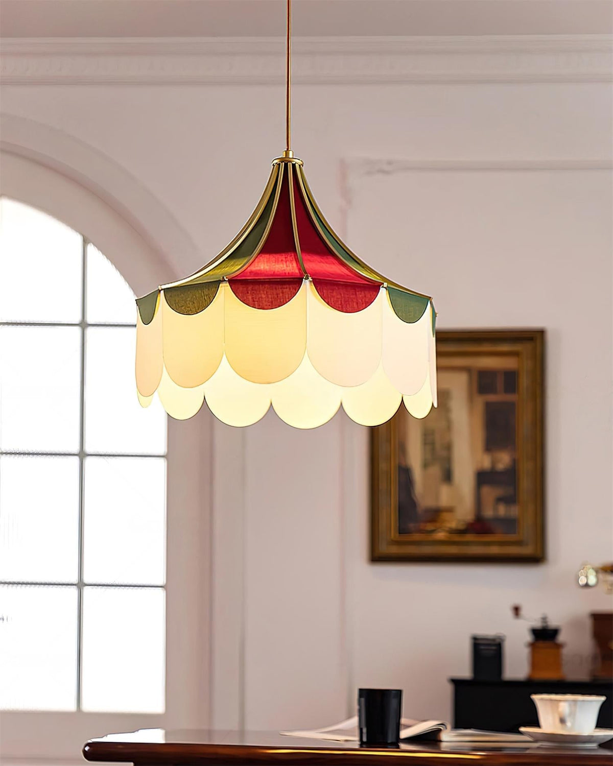 Circus Fabric Pendant Lamp Scalloped Nostalgic Playful
