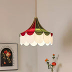 Circus Fabric Pendant Lamp Scalloped Nostalgic Playful