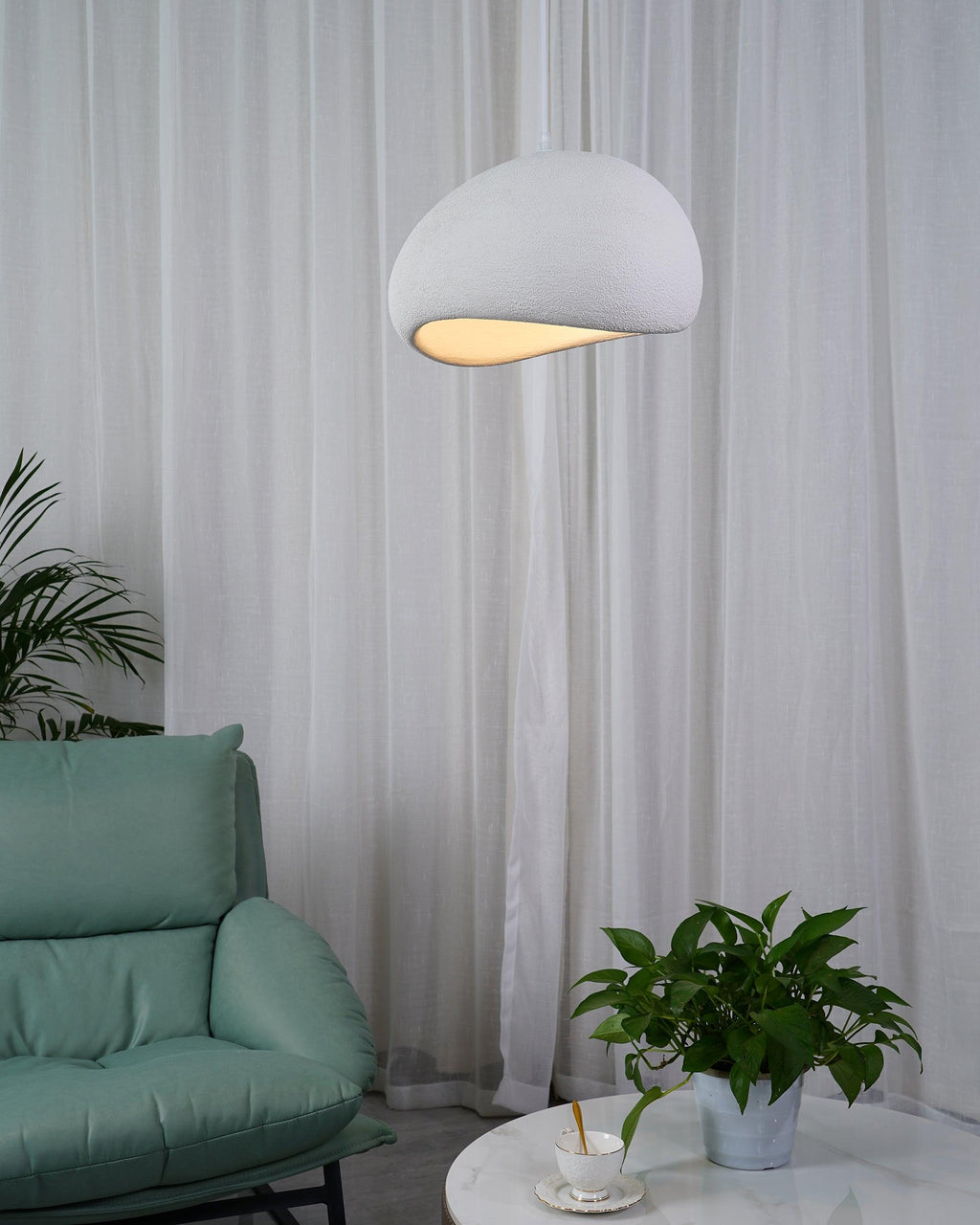 Solara Pendant Lamp Plaster Half Dome Plug In Wabi Sabi