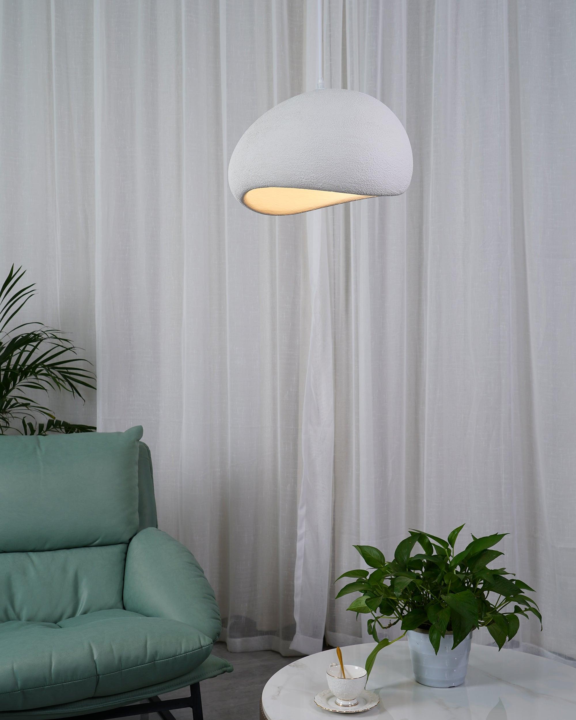 Solara Pendant Lamp Plaster Half Dome Plug In Wabi Sabi