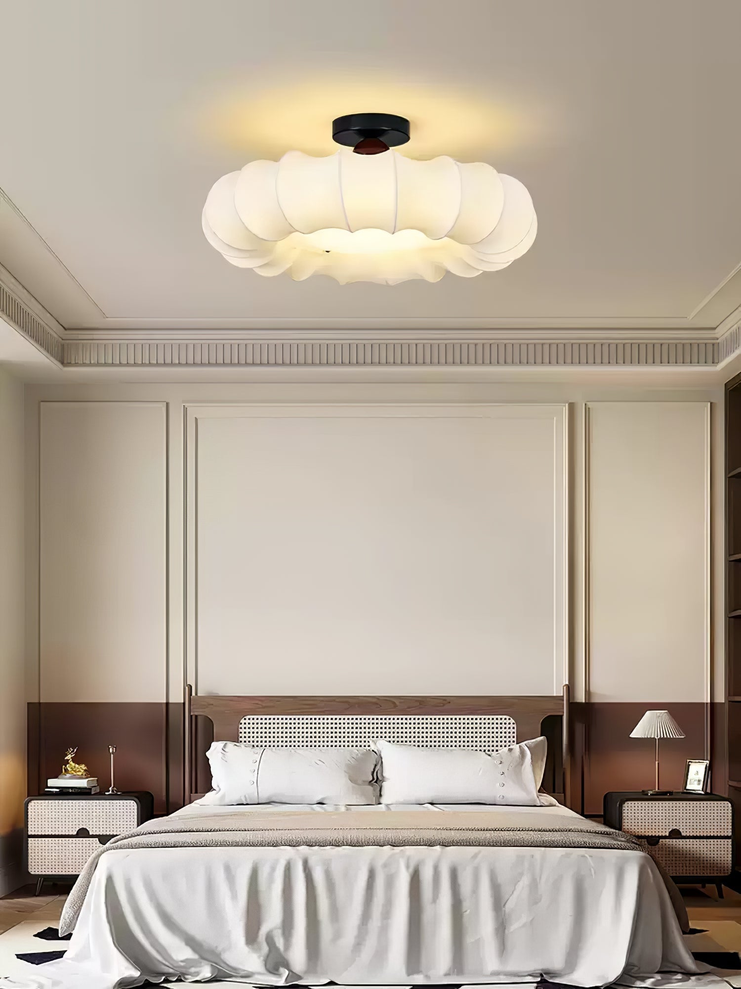 Cloudelle Modern Fabric & Wood Ceiling Light
