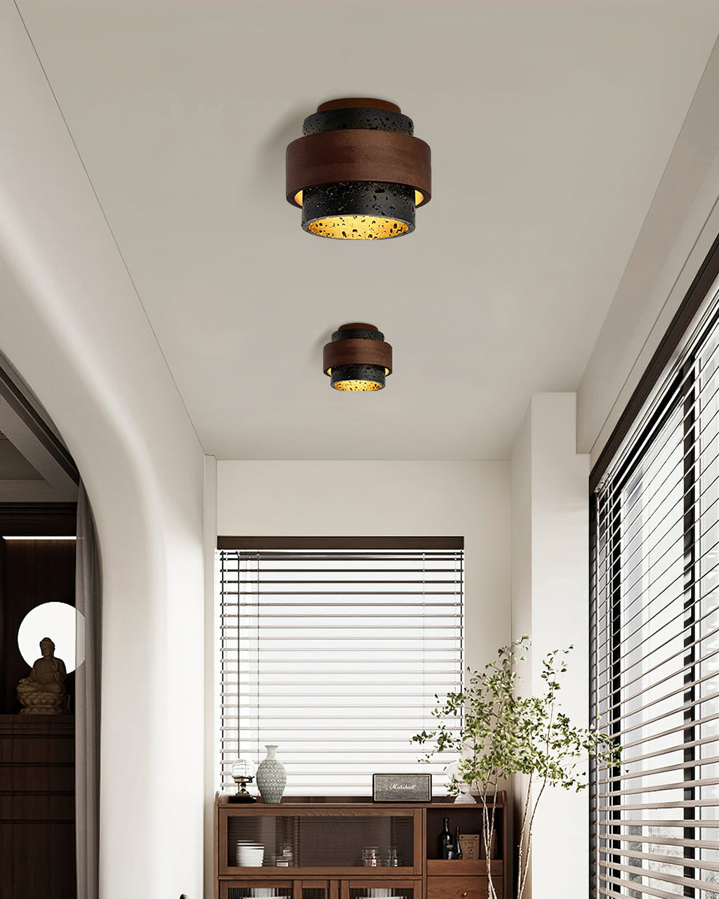 Ritta Black Travertine Ceiling Light