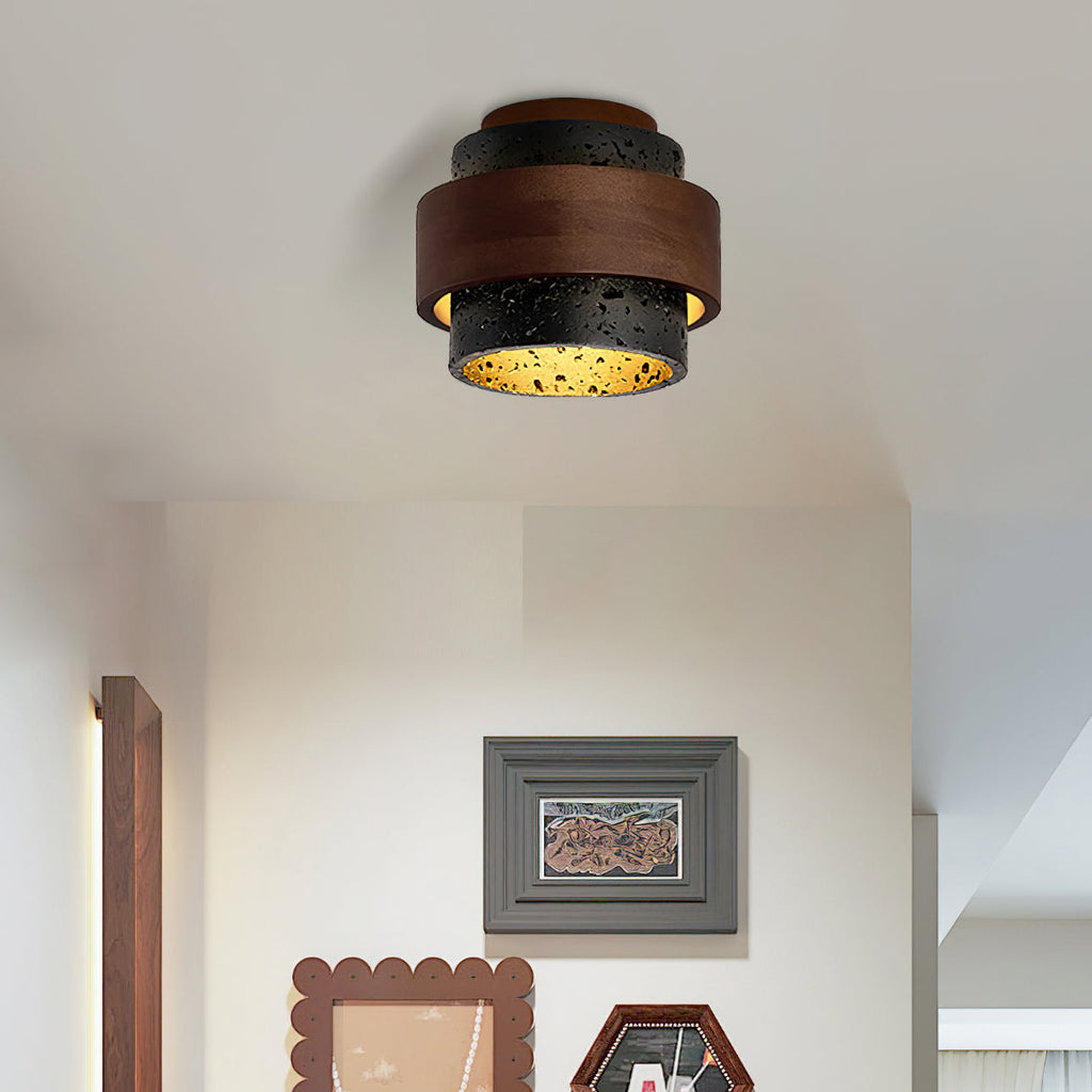 Ritta Black Travertine Ceiling Light