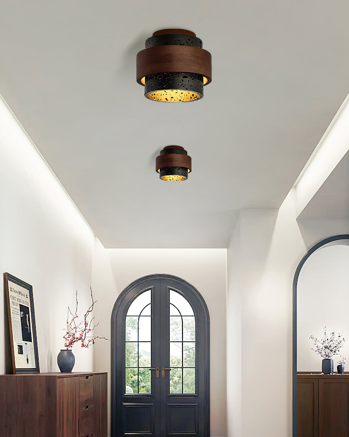 Ritta Black Travertine Ceiling Light