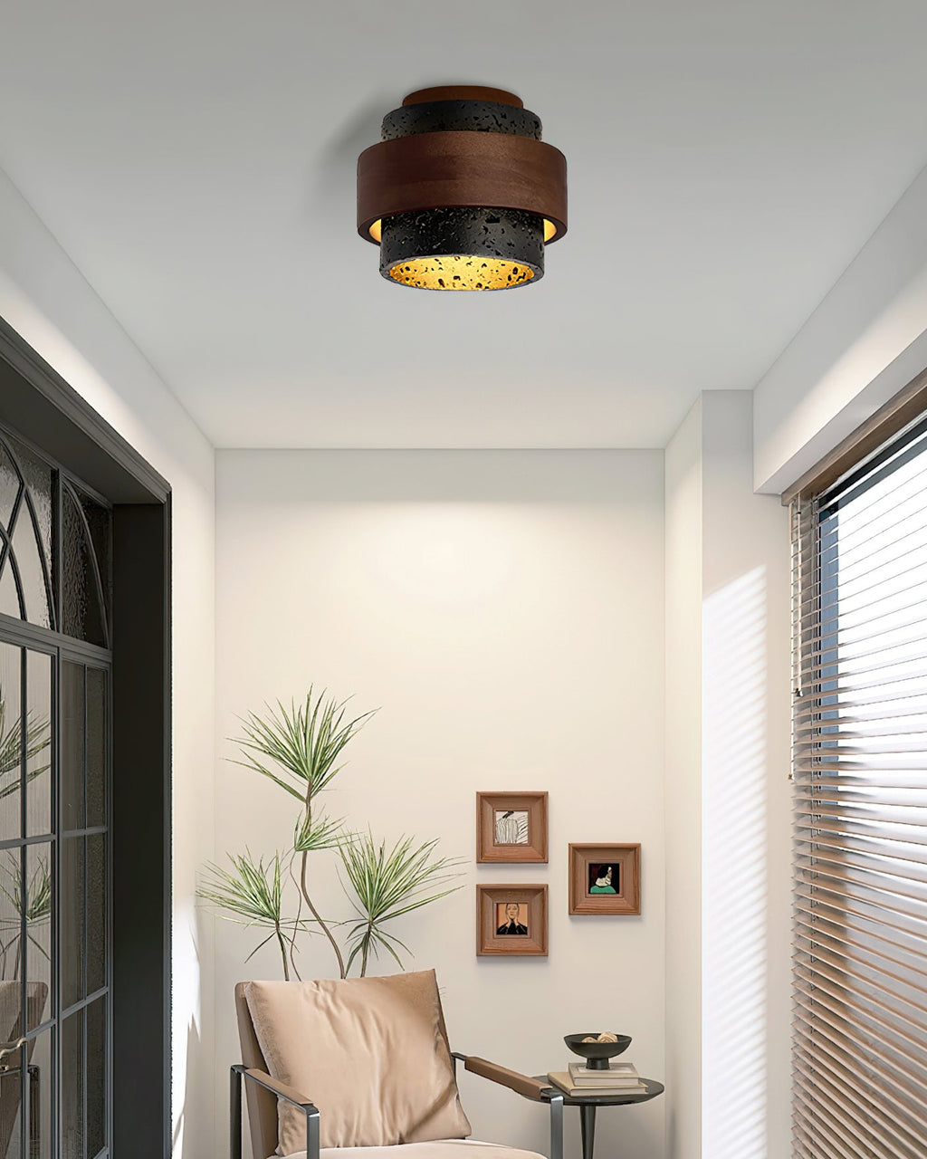 Ritta Black Travertine Ceiling Light
