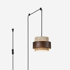 Avone Travertine and Walnut Plug-In Pendant Light