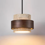 Avone Travertine and Walnut Plug-In Pendant Light