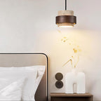 Avone Travertine and Walnut Plug-In Pendant Light