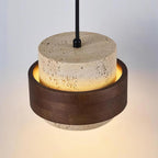 Avone Travertine and Walnut Plug-In Pendant Light