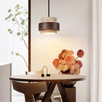 Avone Travertine and Walnut Plug-In Pendant Light