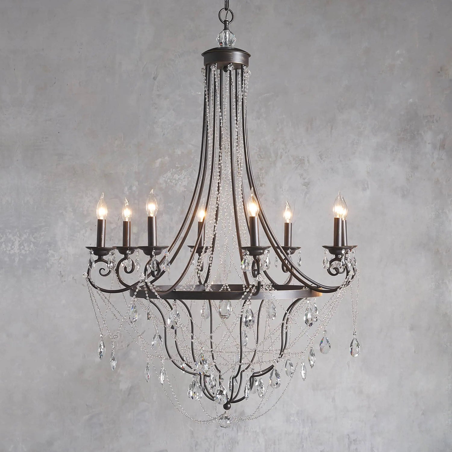 Luster Vintage Industrial Traditional Crystal Chandelier