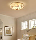 Ulrinara Postmodern Luxury Drum Brass Glass Ceiling Light