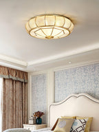 Ulrinara Postmodern Luxury Drum Brass Glass Ceiling Light