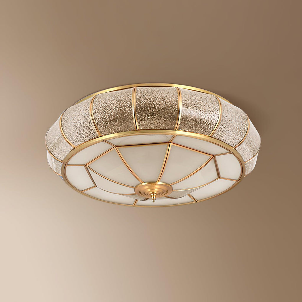 Ulrinara Postmodern Luxury Drum Brass Glass Ceiling Light