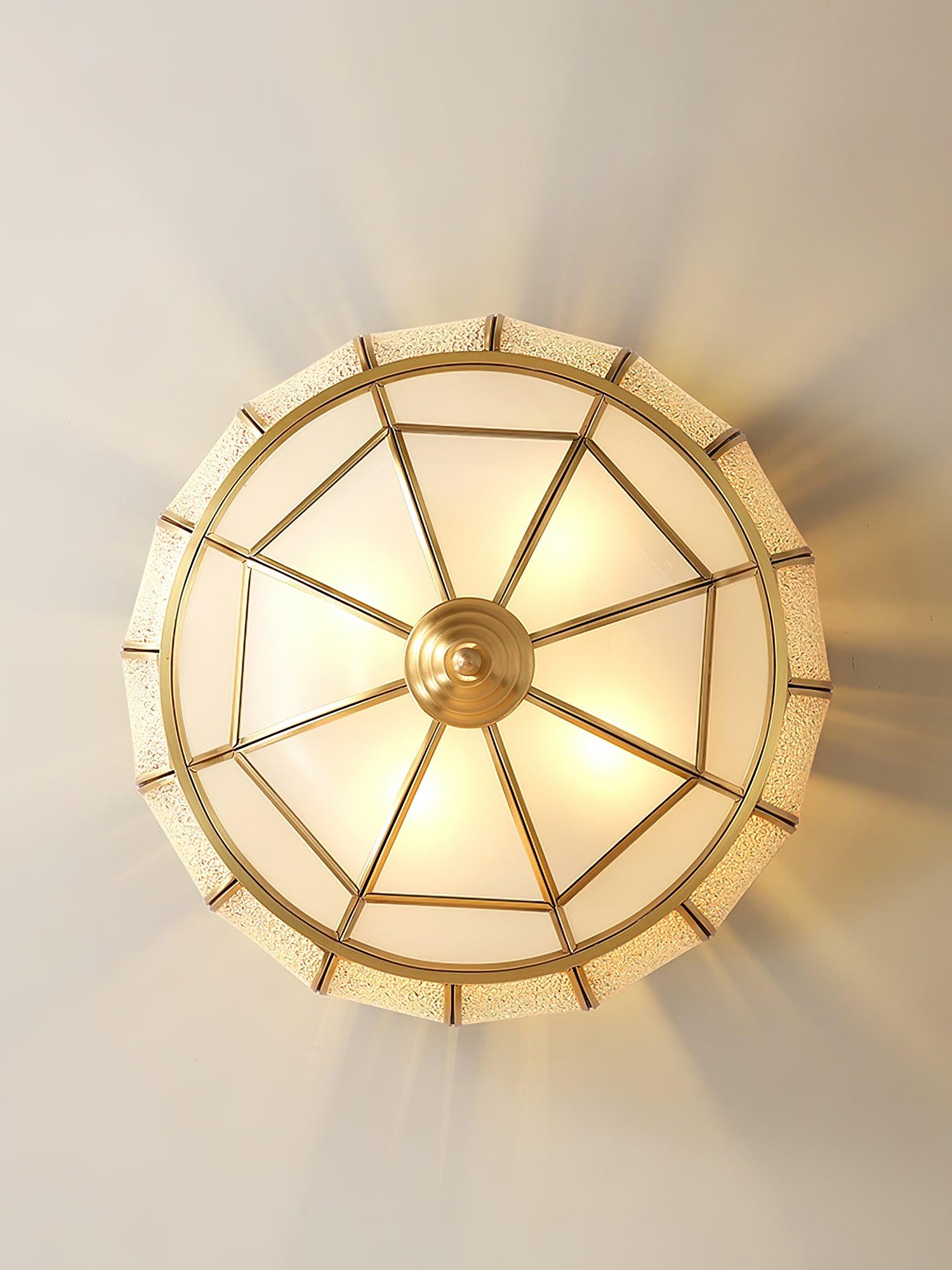 Ulrinara Postmodern Luxury Drum Brass Glass Ceiling Light