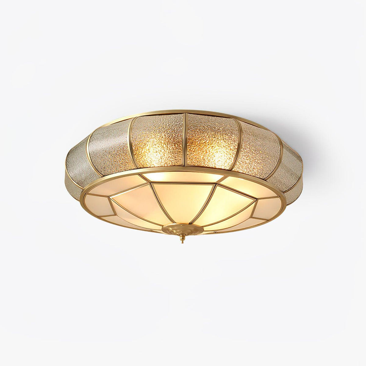 Ulrinara Postmodern Luxury Drum Brass Glass Ceiling Light