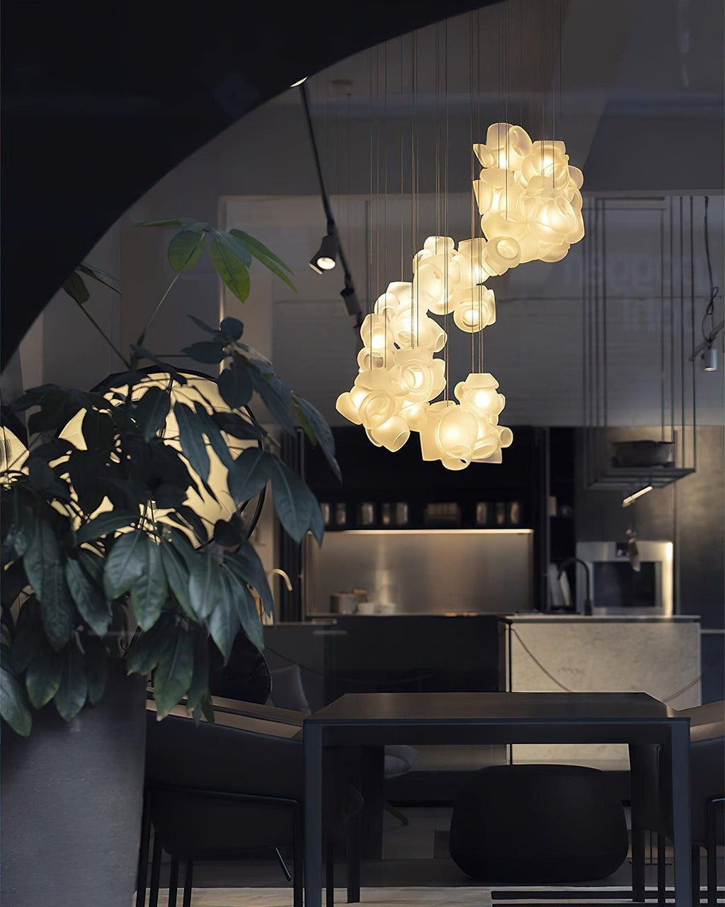 Zamarir Bubbles Cluster Glass Chandelier Staircase
