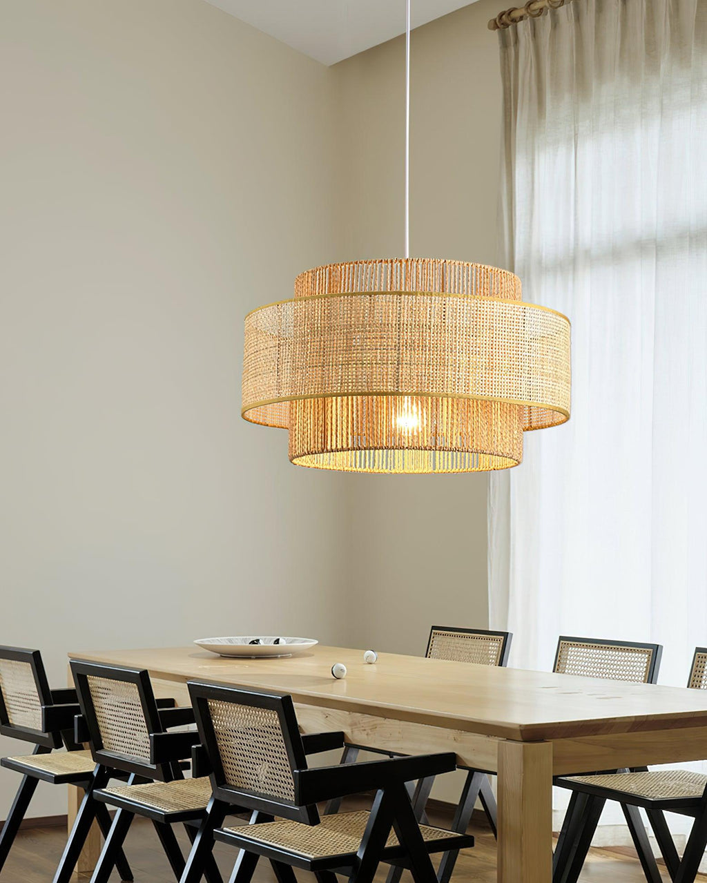 Ulshayra Concentric Rattan Pendant Light