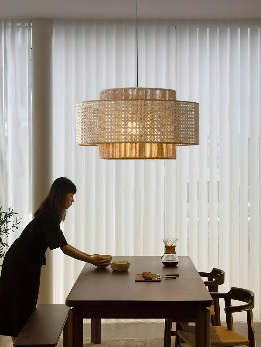 Ulshayra Concentric Rattan Pendant Light