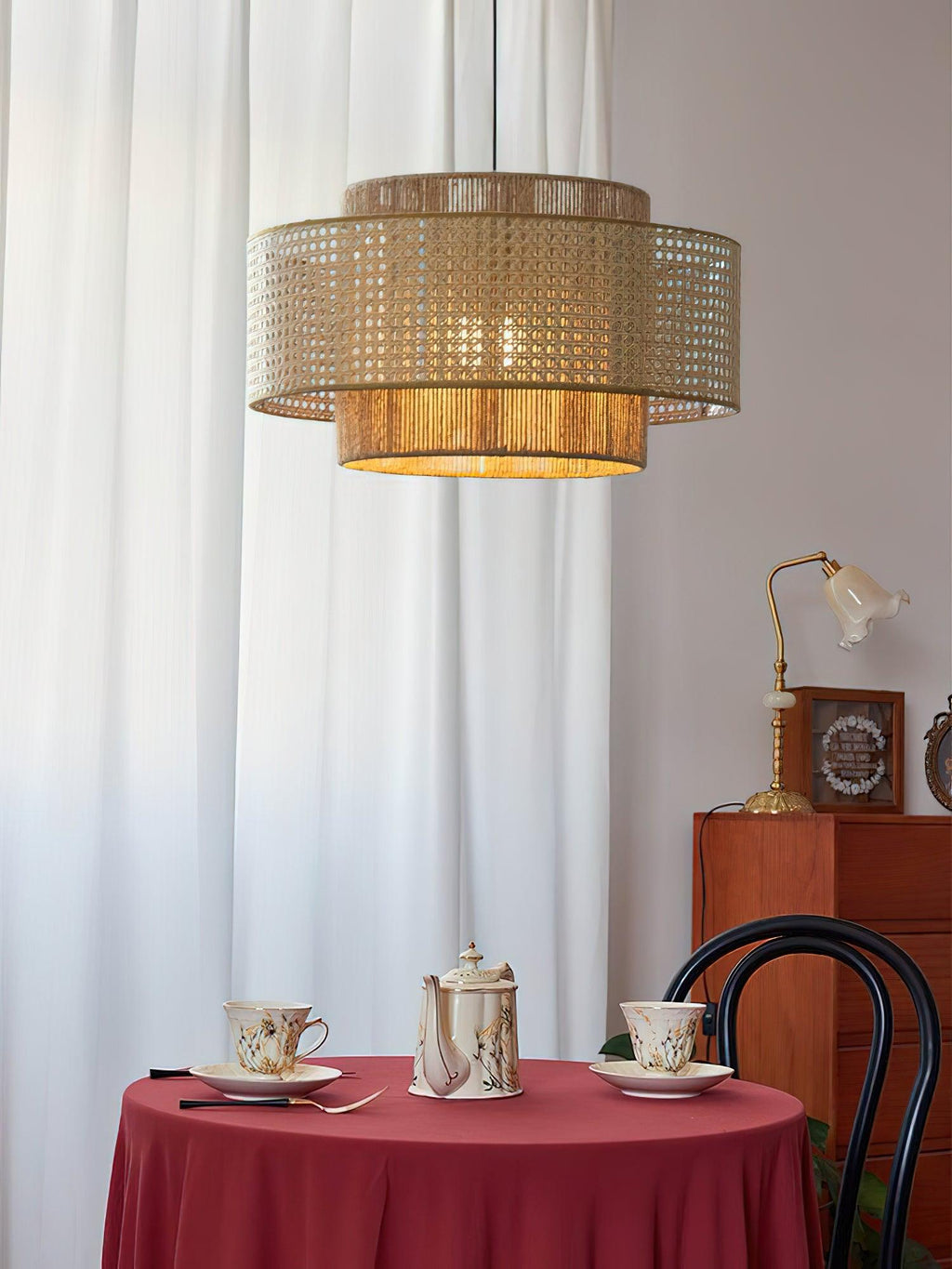 Ulshayra Concentric Rattan Pendant Light