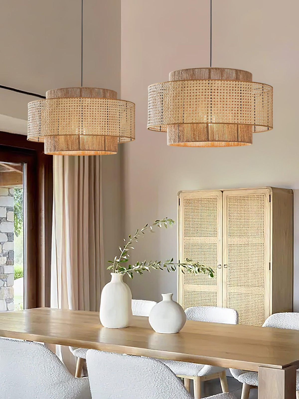 Ulshayra Concentric Rattan Pendant Light