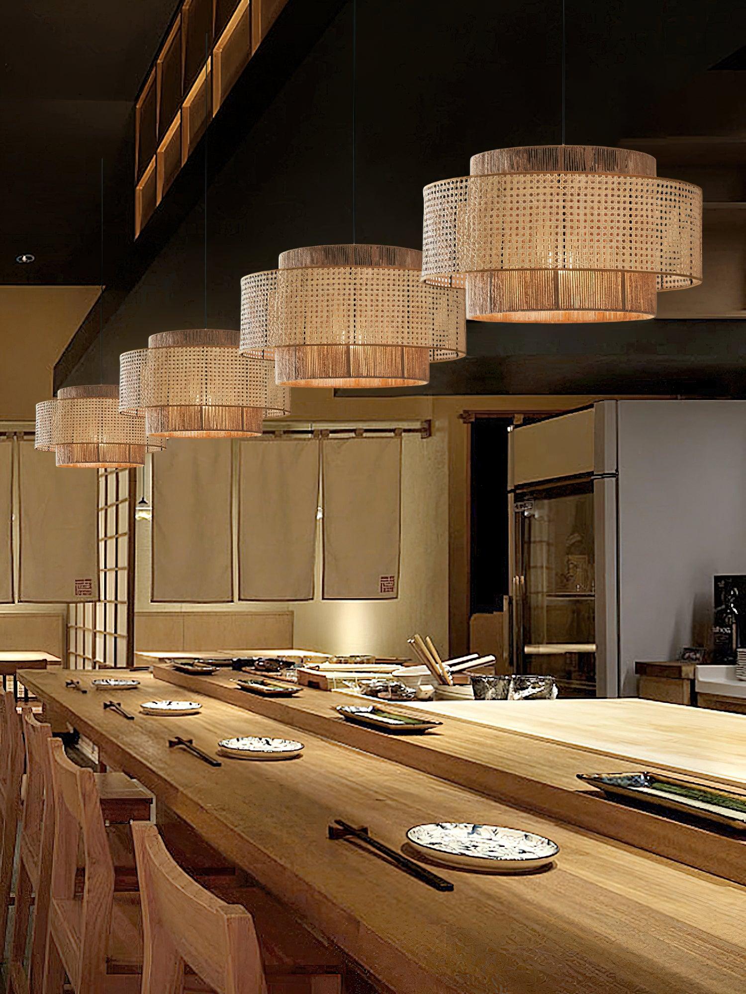 Ulshayra Concentric Rattan Pendant Light