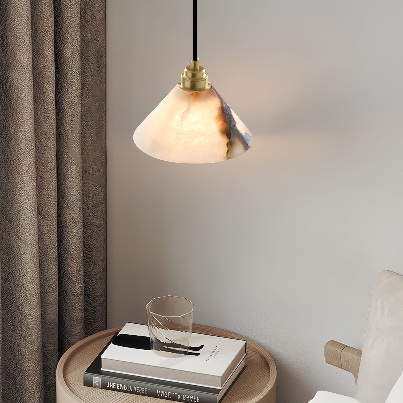 Xen Modern Minimalist Brass Alabaster Pendant Lamp