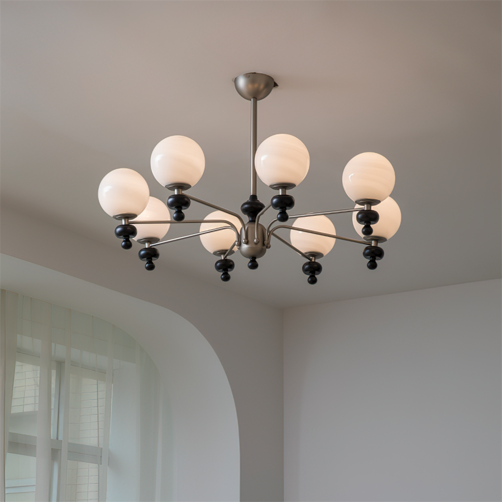 Cora Chandelier Nickel Orb Elegant