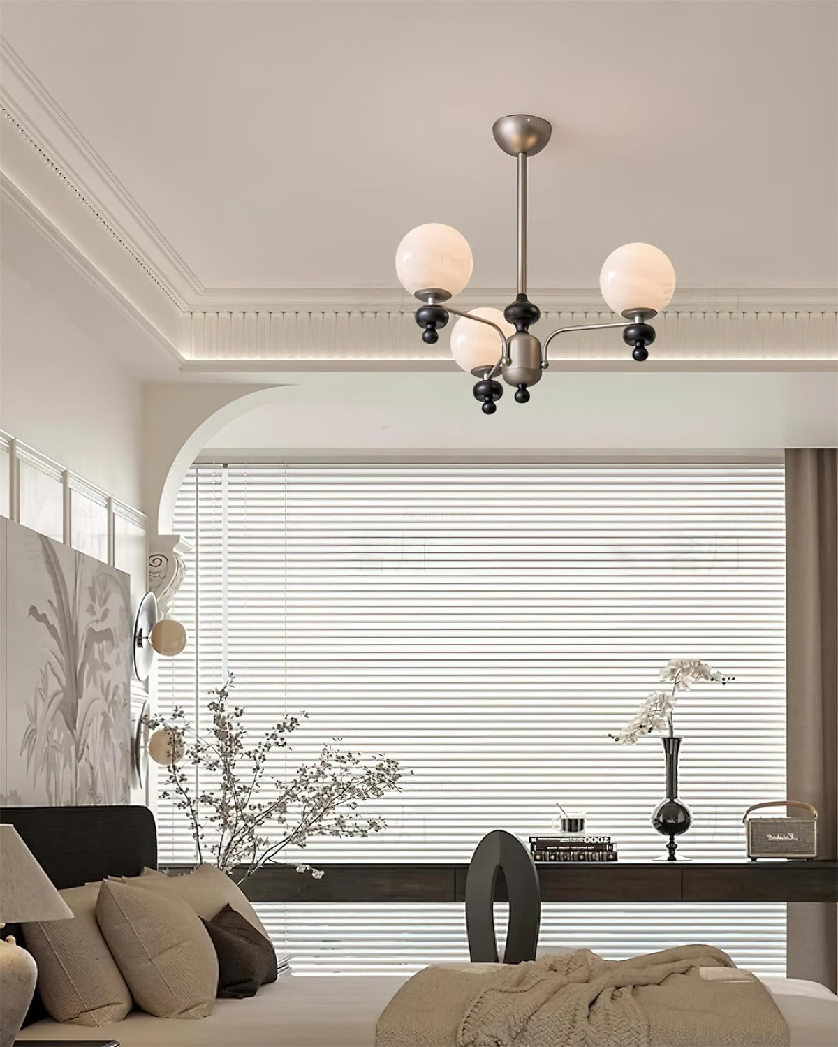 Cora Chandelier Nickel Orb Elegant